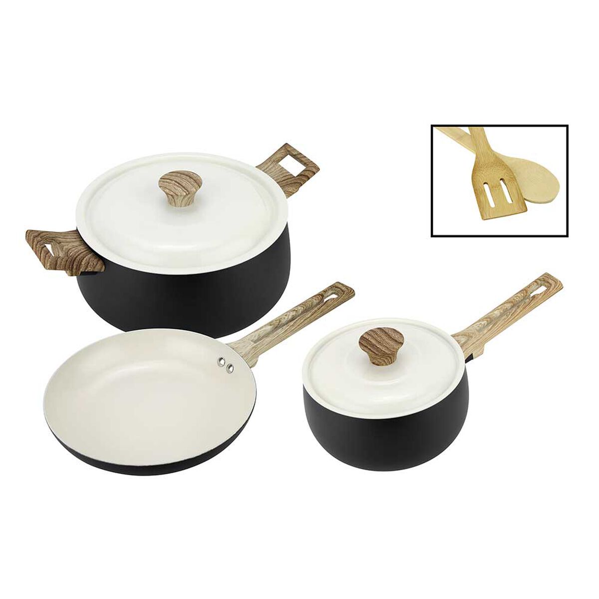 Batería de Cocina Aluminio Forjado Fantuzzi Biella Negro 7 Piezas