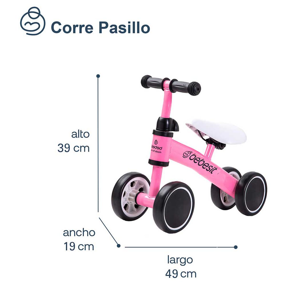Bicicleta Balance Bike Xt02 Rosa Bebesit