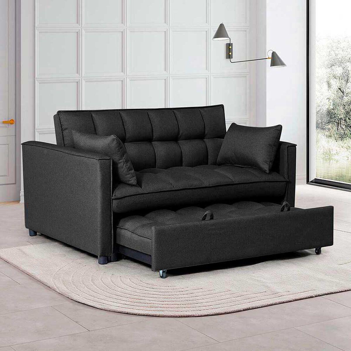 Fut&oacute;n Idetex Brela 2 Cuerpos Negro