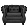 Juego de Living Ruzam Mobel Chesterfield Sofá 3 Cuerpos + Dos Sillones 1 Cuerpo PU Negro