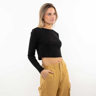 Polera Crop Manga Larga Mujer Icono