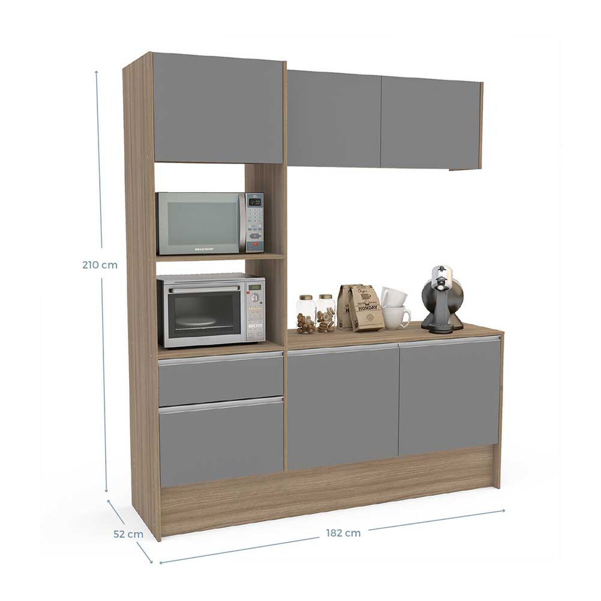 Mueble de Cocina Vekkahome Virginia 1 Cajón 6 Puertas Café