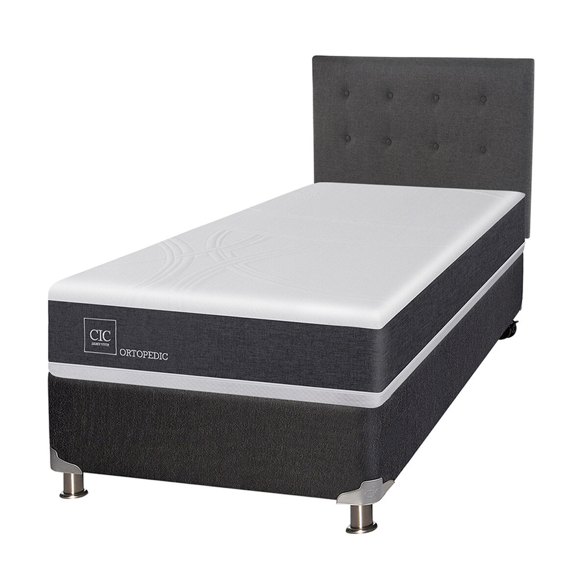 Box Spring CIC 1,5 Plazas New Ortopedic + Respaldo Eufrates