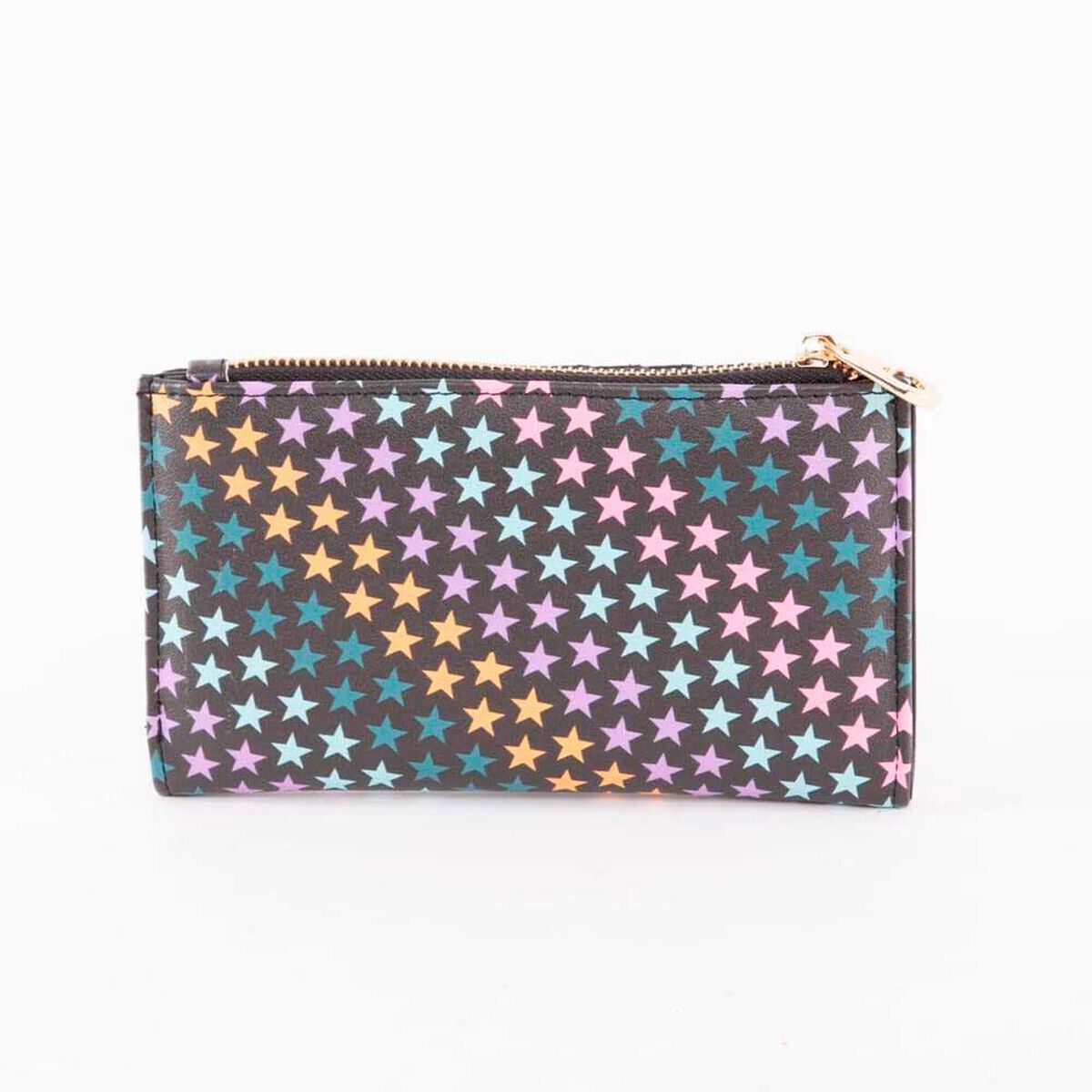 Billetera Estrellas Negra Eco Cuero Mujer Icono