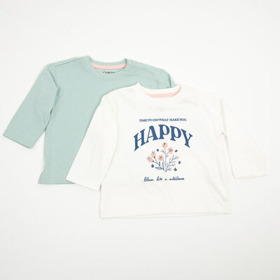 Imagen 1 del producto Pack 2 Polera Manga Larga de Algodón Chess Baby Blanco, Gris