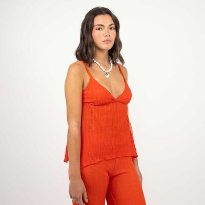 Polera Sin Mangas Mujer Icono Coral, Crudo