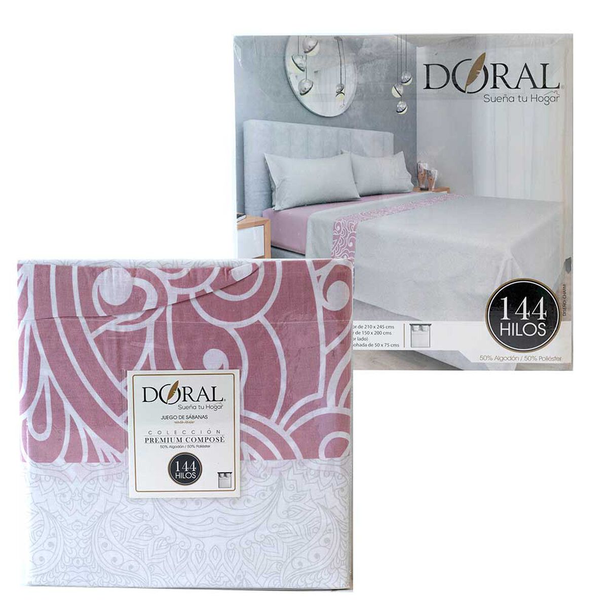 Juego de S&aacute;banas Doral 144 Hilos Full Premium Charm