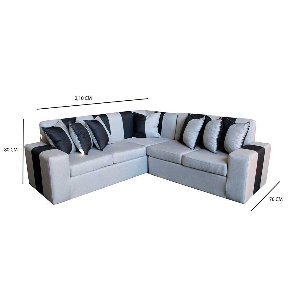 Seccional A&M Home Victor 2,2 Cuerpos Gris Negro