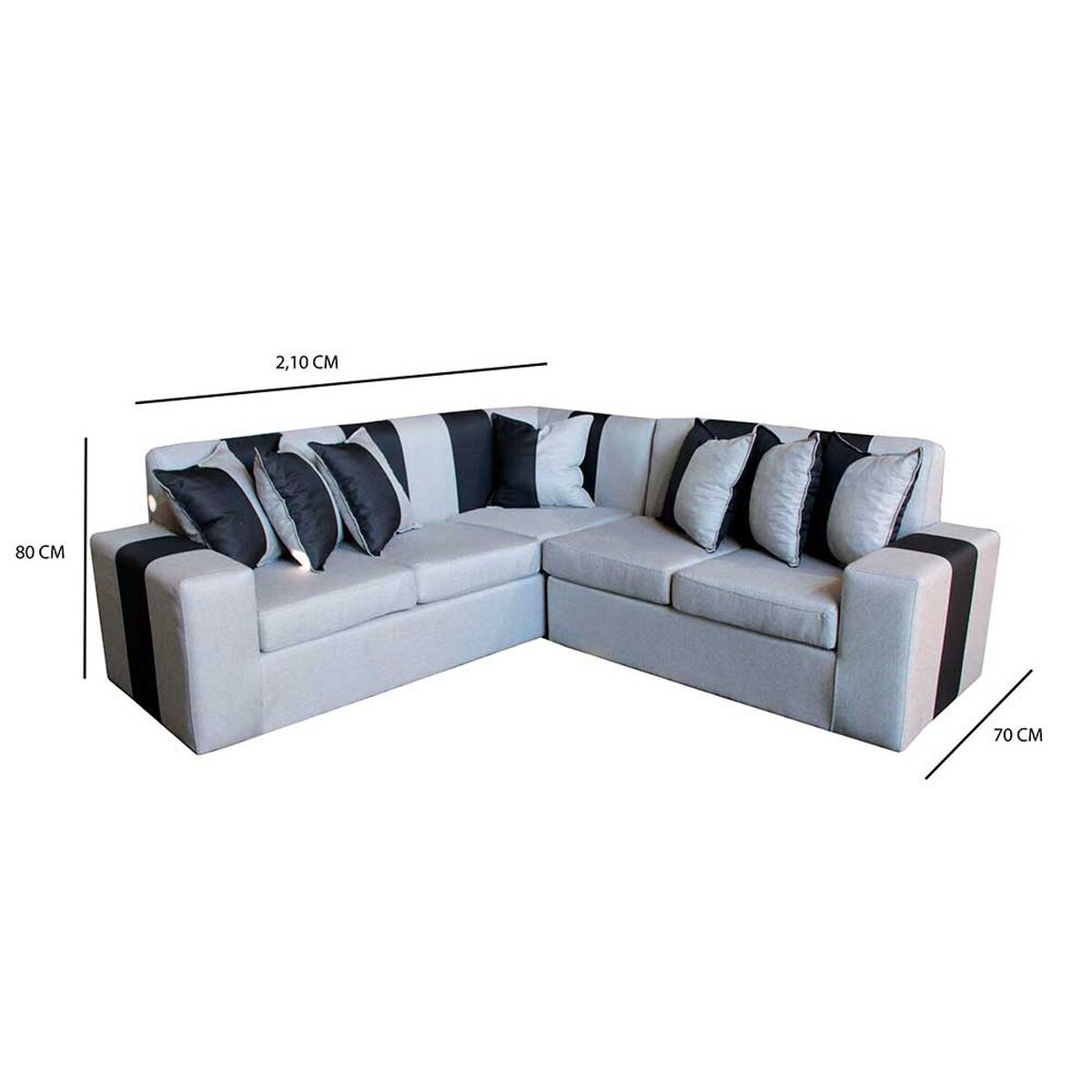 Seccional A&M Home Victor 2,2 Cuerpos Gris Negro