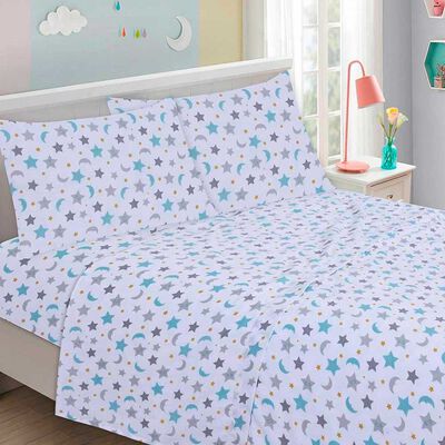 Juego de S&aacute;banas Illusions 144 Hilos 1 Plaza Starry Blanco