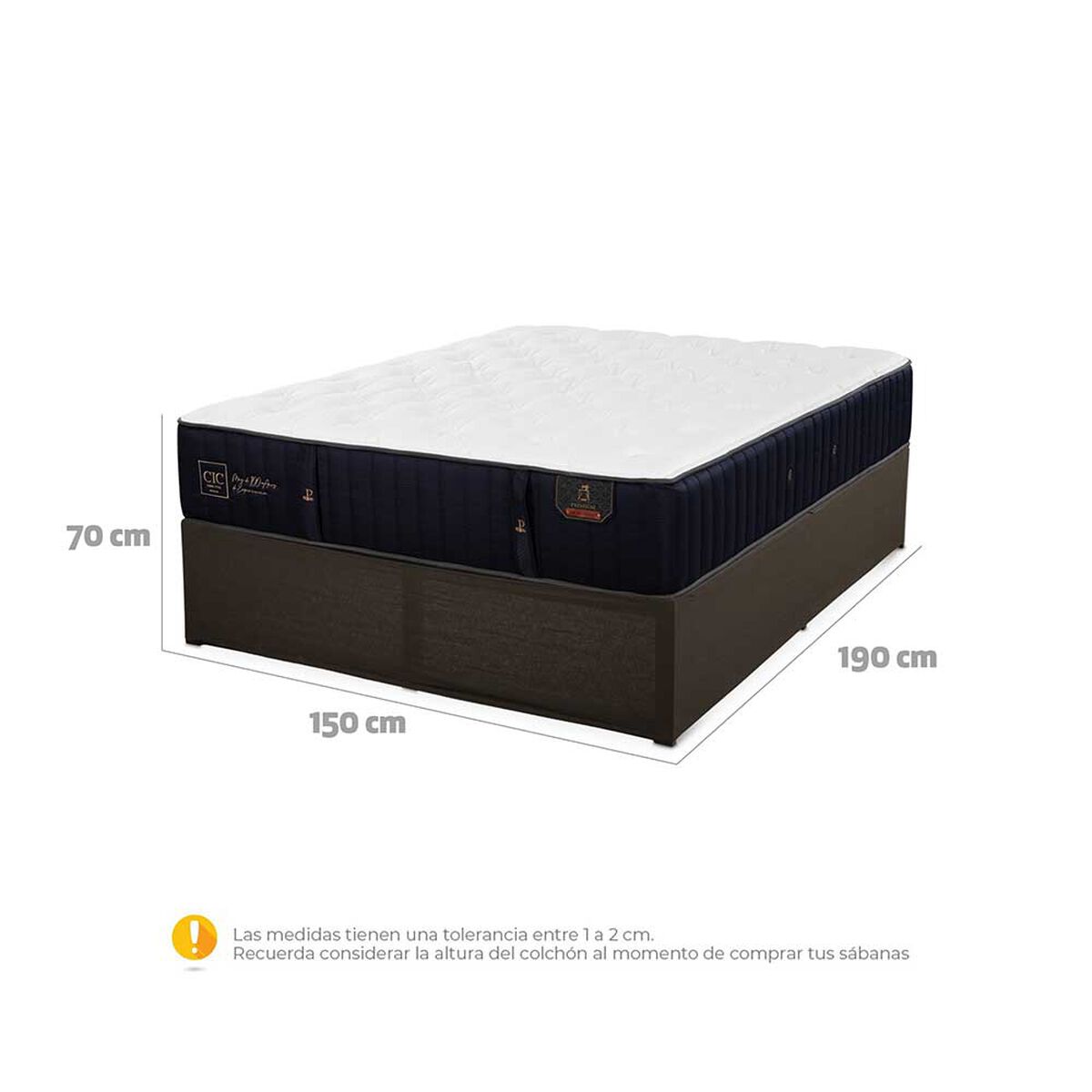 Cama Europea CIC Iron Smart 2 Plazas Premium + Faldón