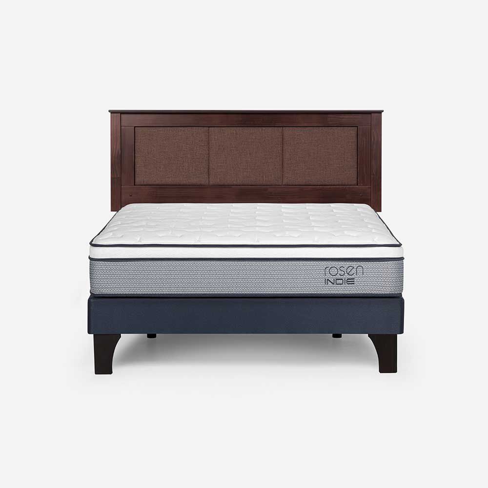 Cama Europea Rosen 2 Plazas Pratta + Respaldo Rachel