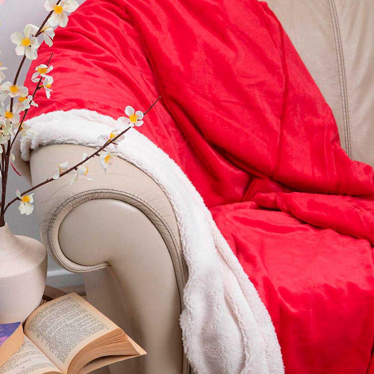 Manta de Poli&eacute;ster Doral 127 x 152 cm Fluffy Rojo