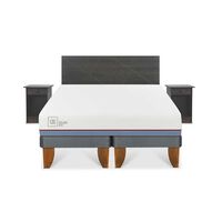 Cama Europea CIC Base Dividida 2 Plazas Excellence Plus + Respaldo + 2 Veladores Villarrica