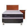 Box Spring CIC 1 Plaza New Ortopedic + Respaldo + Velador New Villarrica