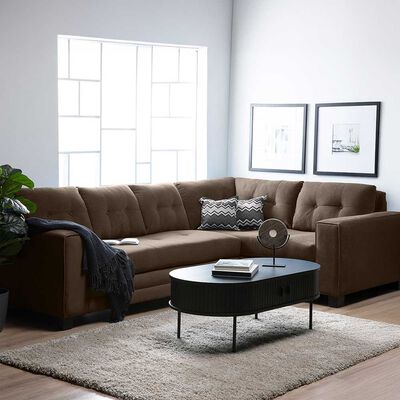 Sof&aacute; Seccional Derecho Living Factory Dubai 5 Cuerpos Chocolate