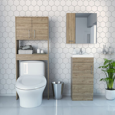 Combo Gabinete Espejo + Mueble Lavamanos + Mueble Auxiliar TuHome Bath 300