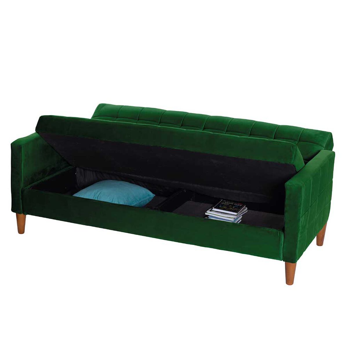 Futón Latam Home Genova Velvet 3 Cuerpos Verde