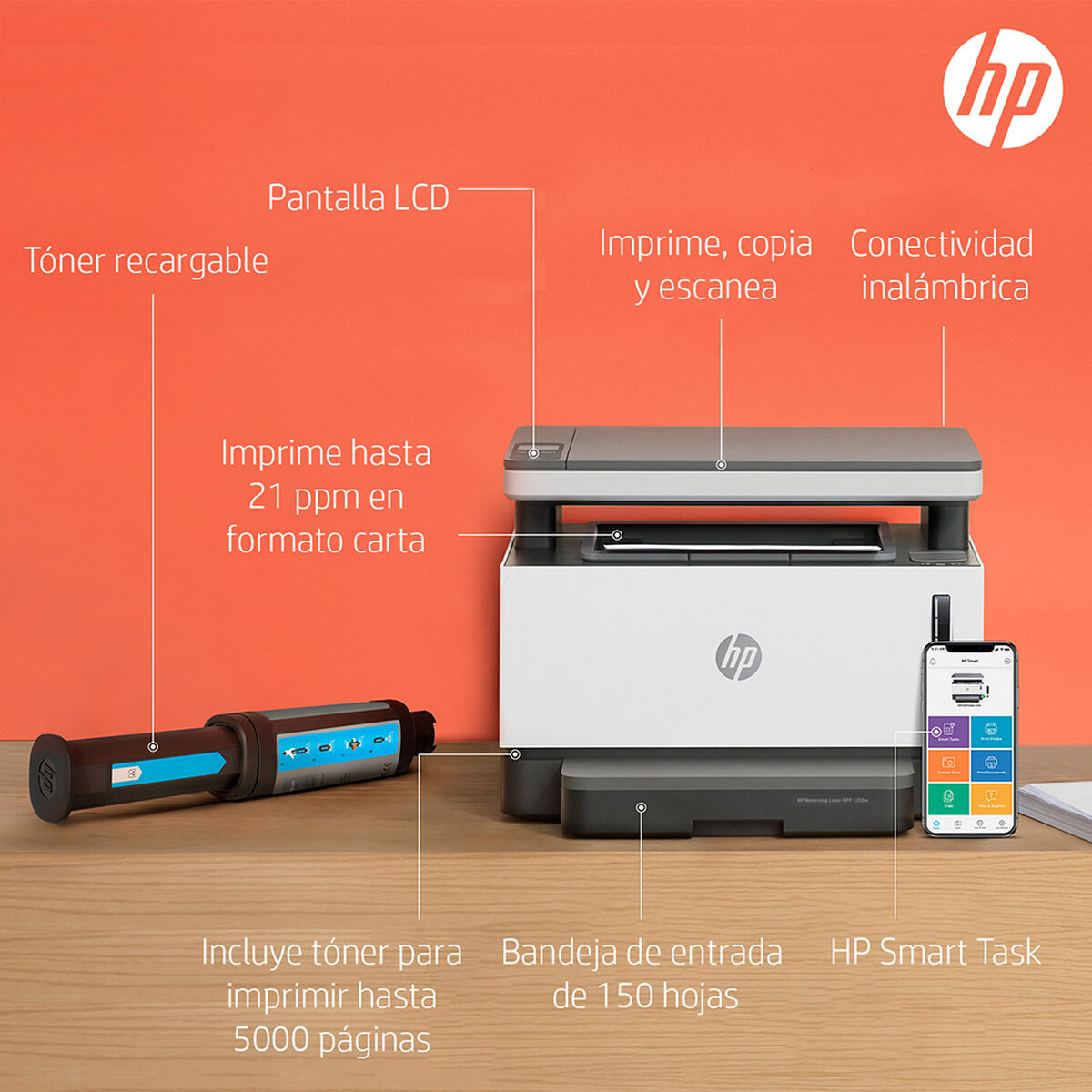 Multifuncional HP 1200W Neverstop Láser B&N WiFi