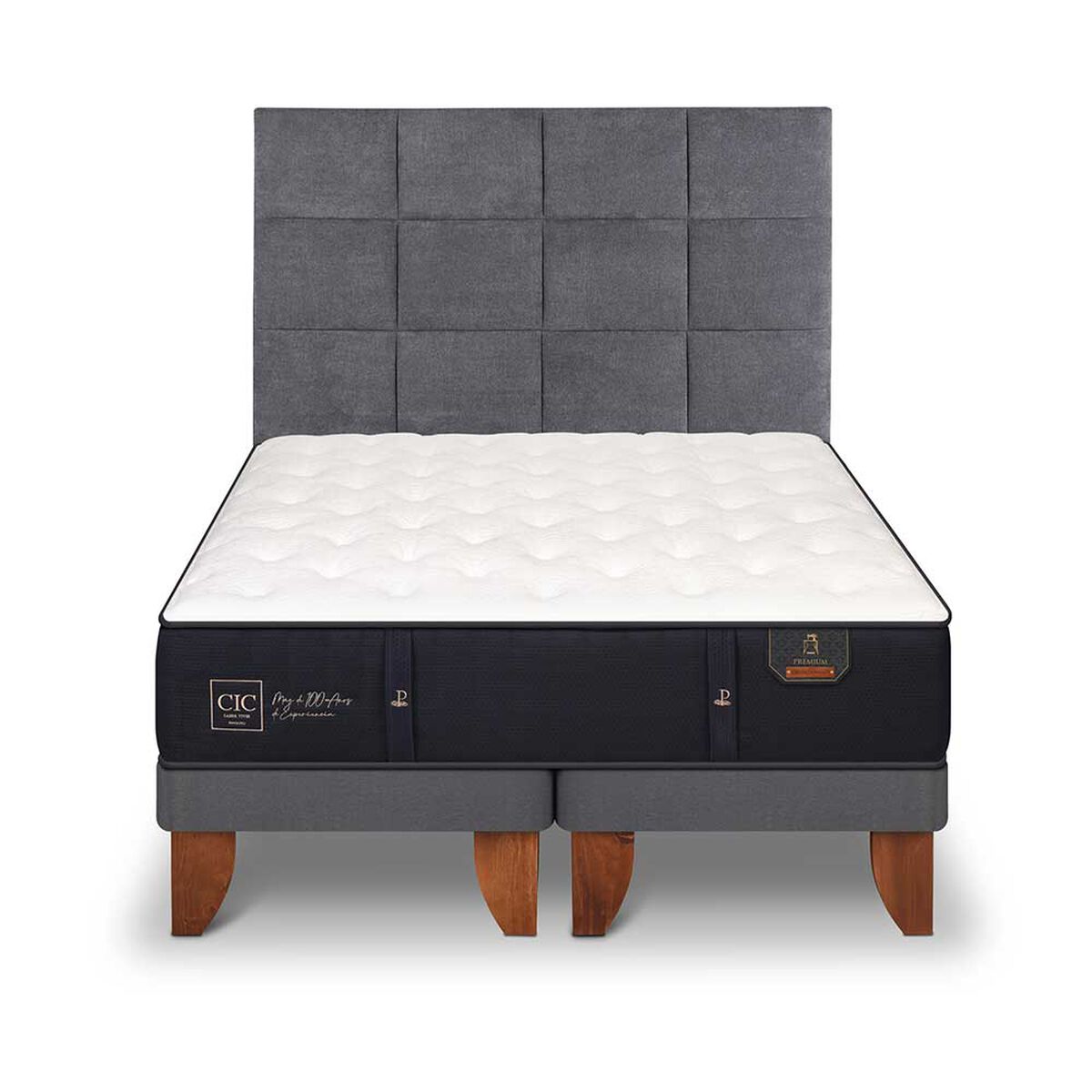 Cama Europea CIC Base Dividida 2 Plazas Premium + Respaldo Tamesis