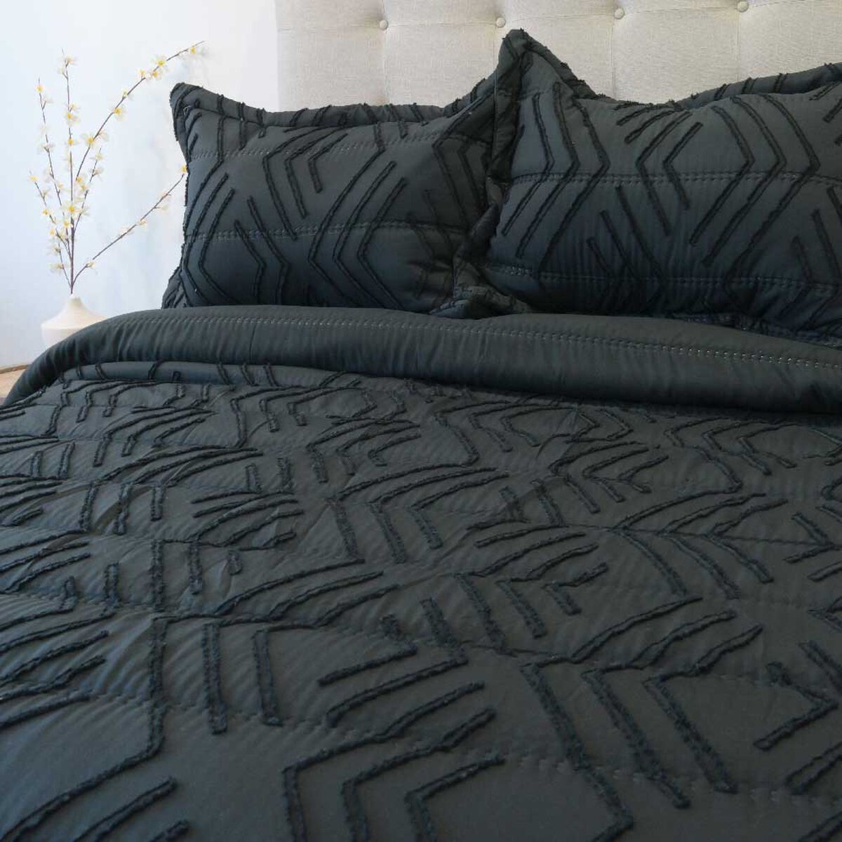 Plum&oacute;n Doral Super King Touch Nebula Liso Negro