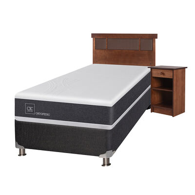 Imagen 2 del producto Box Spring CIC 1,5 Plazas New Ortopedic + Respaldo + Velador New Dublin