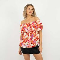 Blusa Campesina Mujer Icono Fucsia, Negro