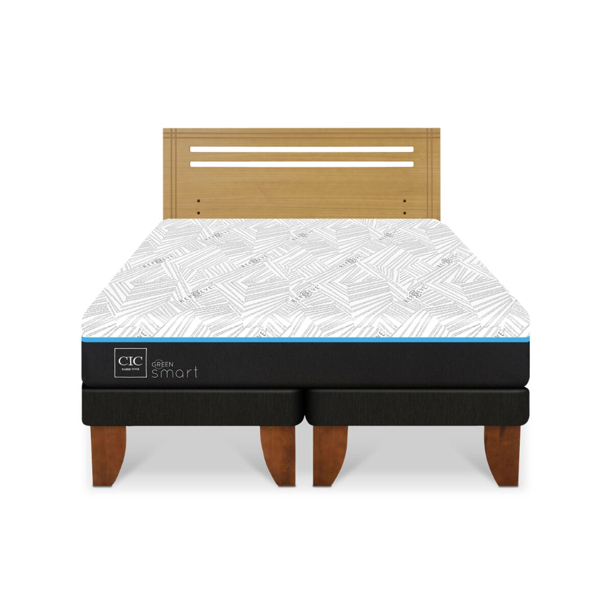 Cama Europea CIC Green Infinity 2 Plazas + 1 Respaldo Munich Mostaza