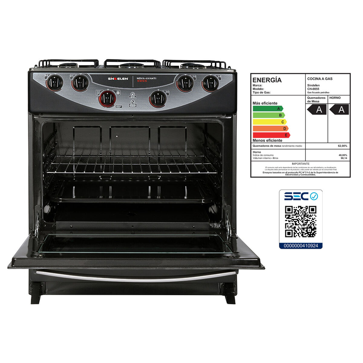 Cocina a Gas Sindelen CH-9855NG 5 Quemadores