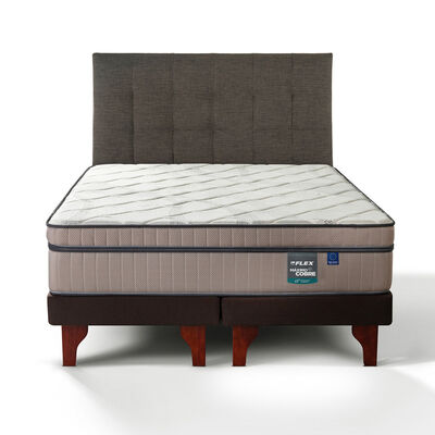 Cama Europea Flex Base Dividida 2 Plazas M&aacute;ximo Cobre + Respaldo Design Grafito
