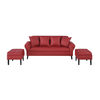 Sofá Bodevir Lua 3 Cuerpos + 2 Pouf Wood Rojo