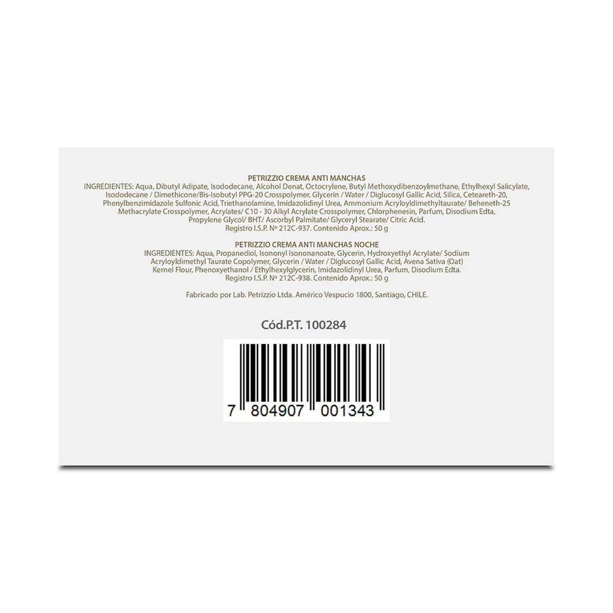 Tratamiento Antimanchas D&iacute;a + Noche Petrizzio