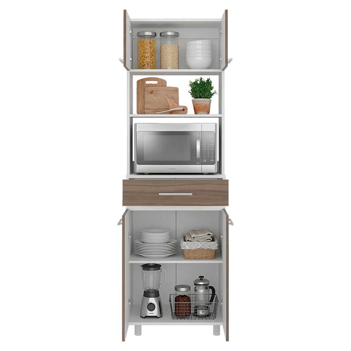Mueble para Microondas Tuhome Luna 4 Puertas 1 Caj&oacute;n Blanco