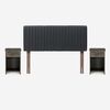 Cama Europea Rosen 2 Plazas New Style 4 + Respaldo + 2 Veladores Grafito