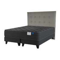 Cama Europea Flex Base Dividida 2 Plazas Black + Respaldo Gris