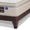 Cama Europea Flex Base Dividida King Máximo Cobre  + Respaldo Tapizado Chocolate