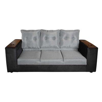 Imagen 2 del producto Sofá Muebles MYM Julietta 3 Cuerpos + Dos Pouf 1 Cuerpo Negro Gris
