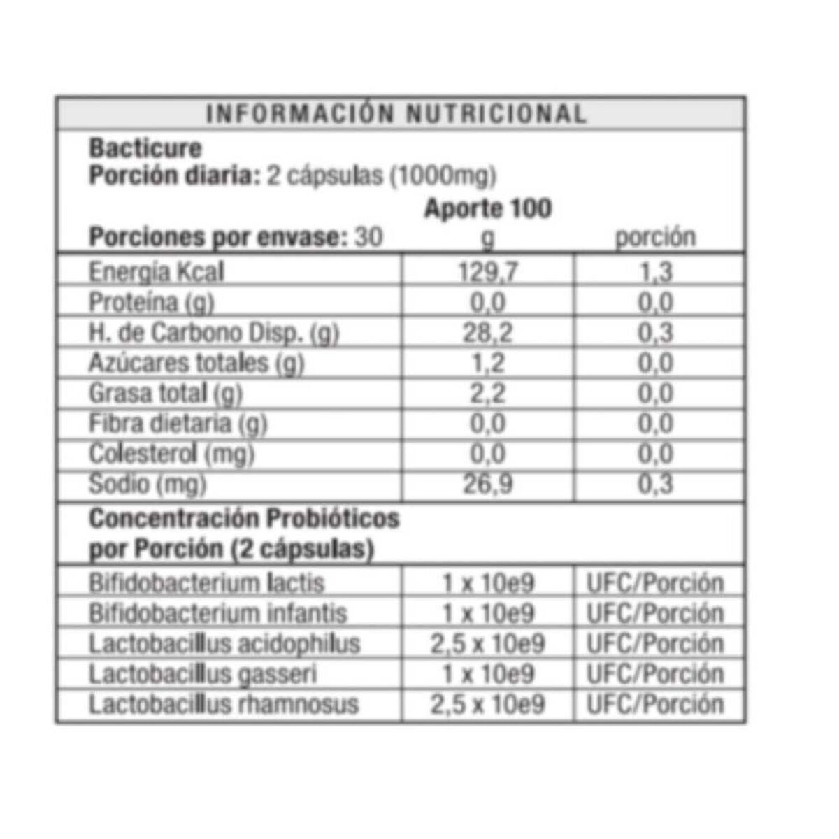 Bacticure Probiotico Un Mes Swiss Nature Labs