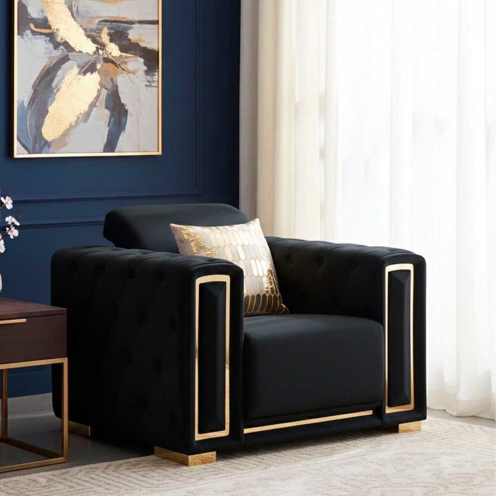Sillón Elegante Daniels 1 Cuerpo Moderno Palermo Negro