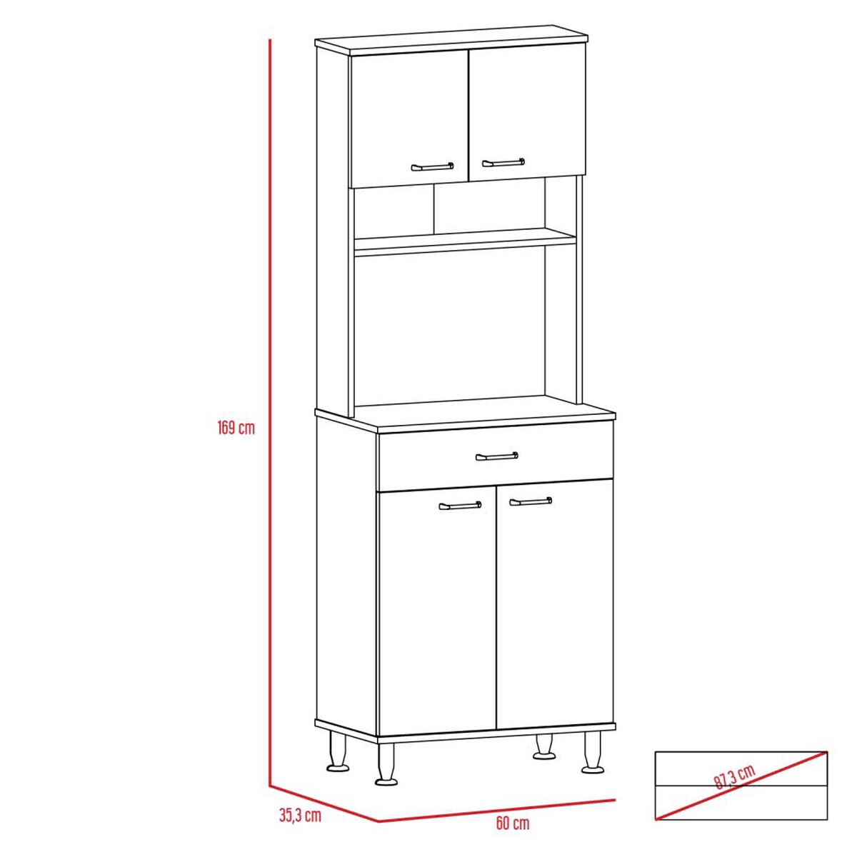 Combo Mueble Microondas + Barra de Cocina + Optimizador TuHome Kitchen Wenge Blanco