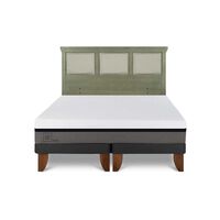 Cama Europea CIC Base Dividida 2 Plazas Balance + Respaldo Torino Olivo