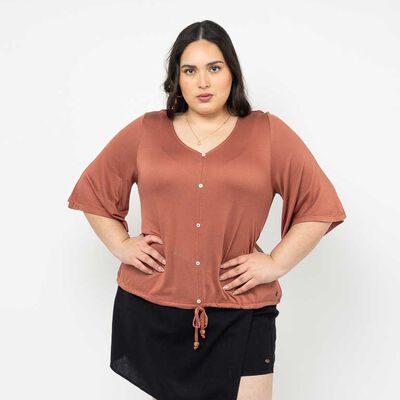 Polera Manga 3/4 Mujer Extralindas Color-1, Crudo