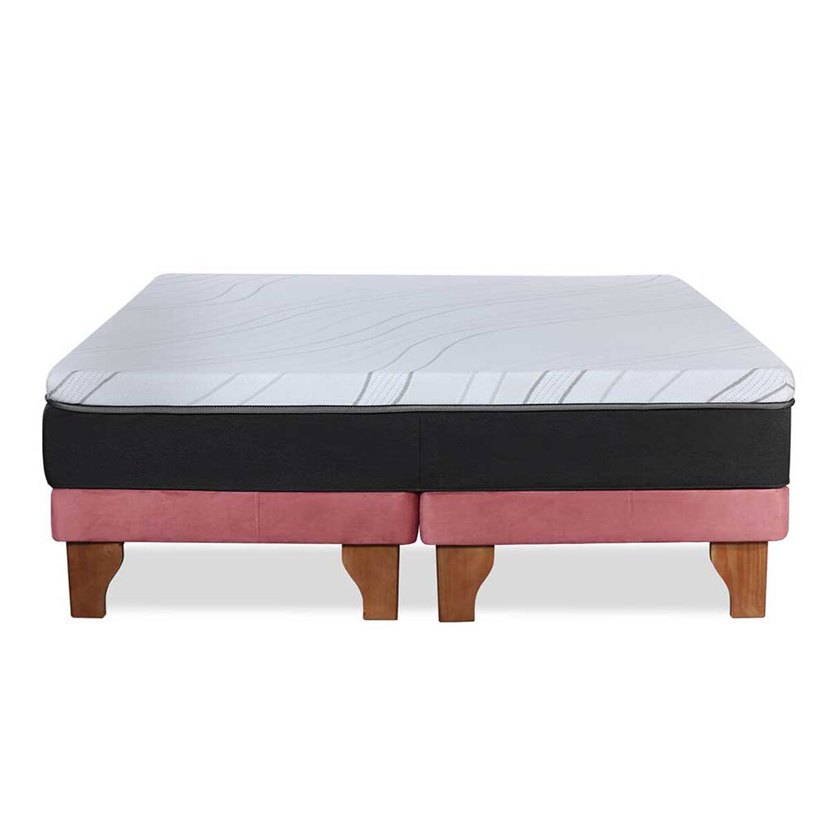 Cama Europea Latam Home Base Dividida King Zen Top Spring Soft Velvet Palo Rosa