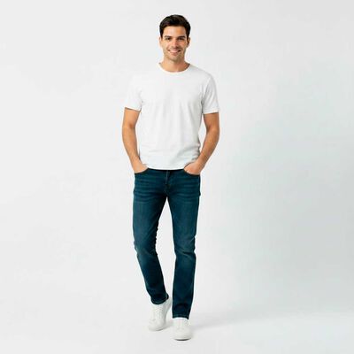Jeans B&aacute;sico Straight Tiro Alto Lagoon Elastic  Hombre Ellus