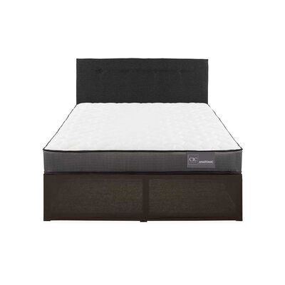 Cama Europea CIC Iron Smart 2 Plazas Anatomic + Respaldo Black Tapizado + Faldón