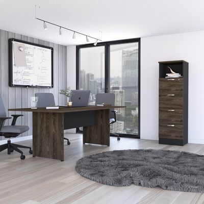 TUHOME Combo Oficina Mesa Reunión + Archivador 4 Cajones Negro TuHome Home Office