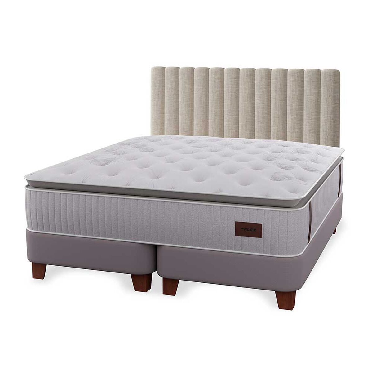 Cama Europea Flex King  Heritage + Respaldo Tubular