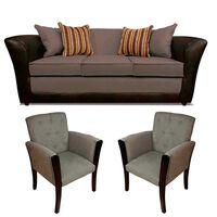 Juego de Living Elegant Detail Minesota Sofá 3 Cuerpos + Dos Sitiales Gris