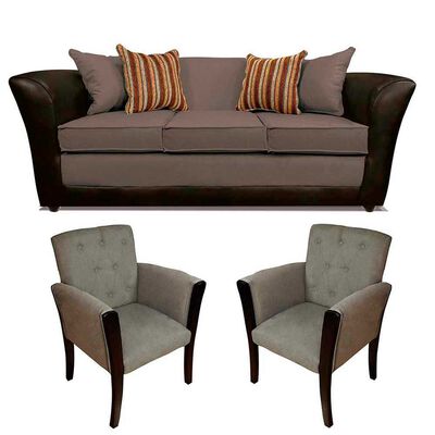 Imagen 1 del producto Juego de Living Elegant Detail Minesota Sofá 3 Cuerpos + Dos Sitiales Gris