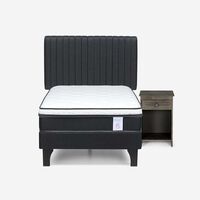 Cama Europea Rosen 1 Plaza New Style 6 + Respaldo + Velador Grafito